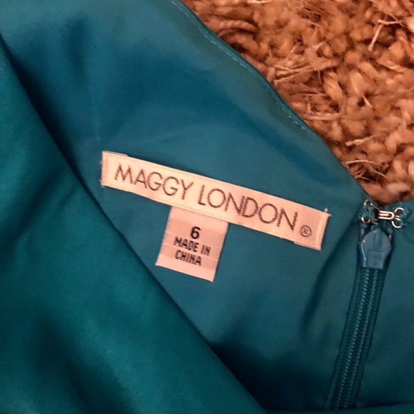Maggy London Blue Midi Cocktail Dress sz 6 - Picture 4 of 5